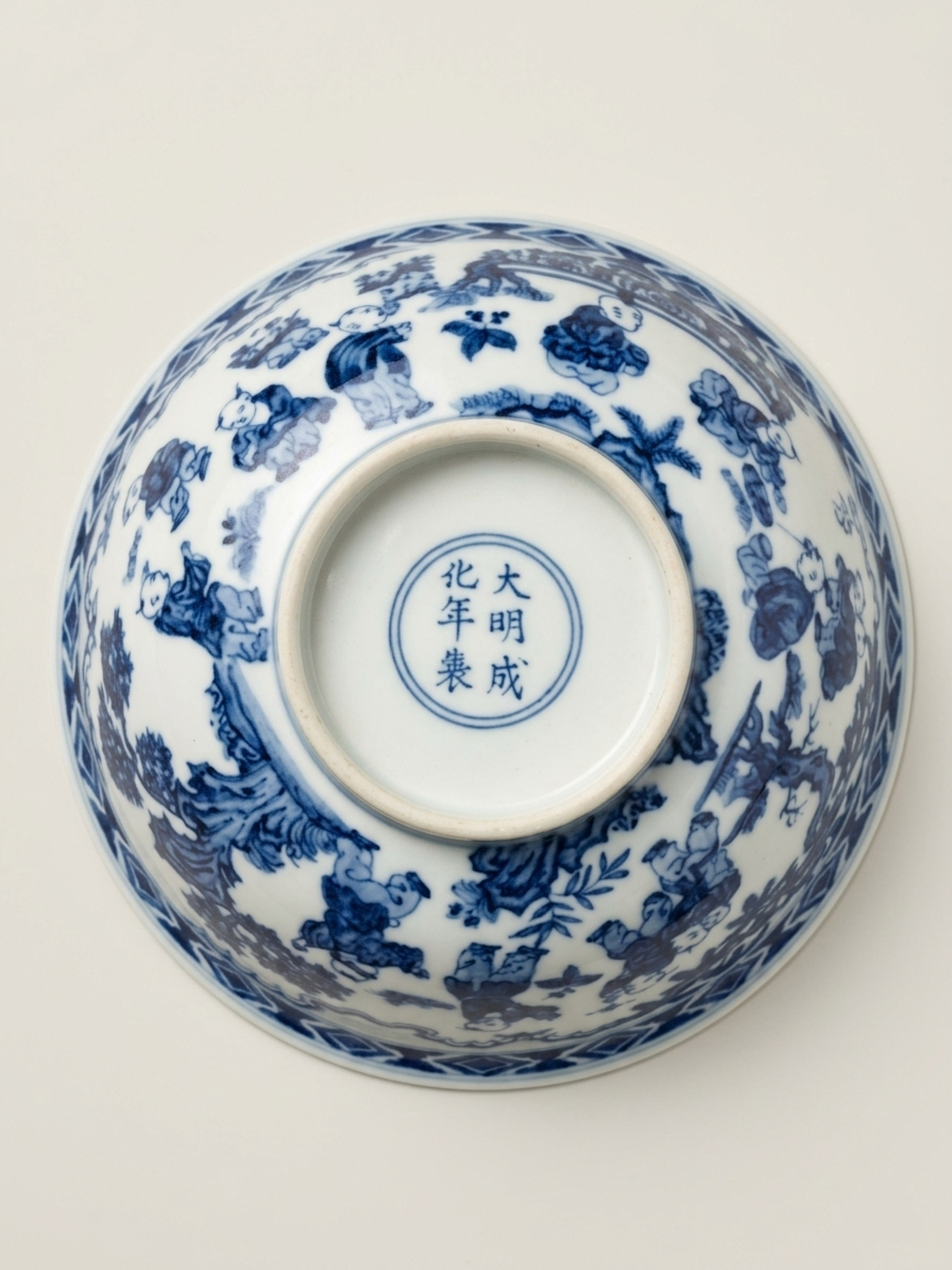 明成化青花庭院嬰戲紋碗