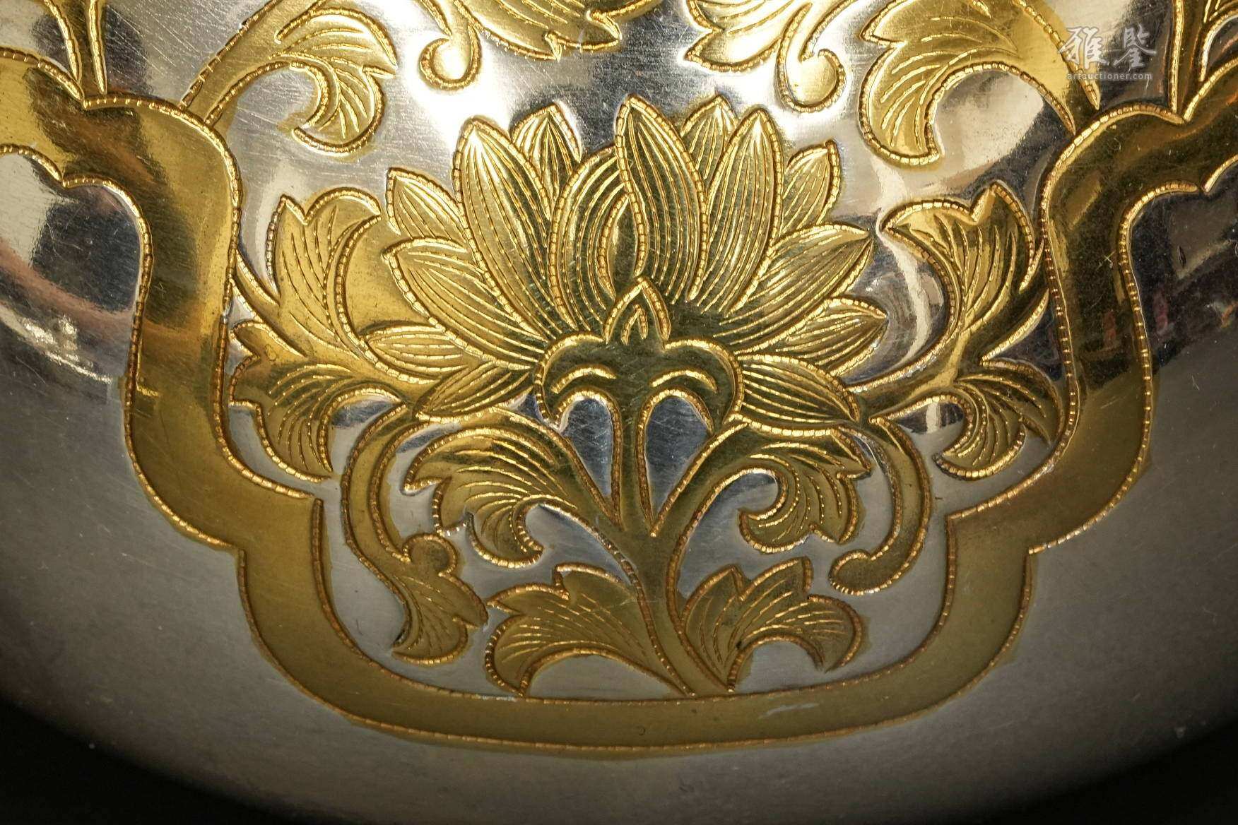纯银 净益造 唐草纹银壶